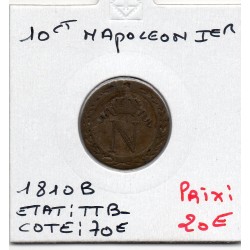 10 centimes Napoléon 1er 1810 B Rouen TTB-, France pièce de monnaie