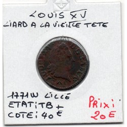 Liard a la vieille tête 1771 W Lille Louis XV TB+ pièce de monnaie royale
