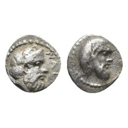Cilicie, Nagidos Obole argent (-400 à -380) Pan et Dionysos