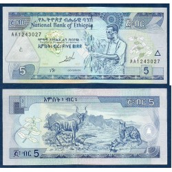 Ethiopie Pick N°47a, Billet de banque de 5 Birr 1997