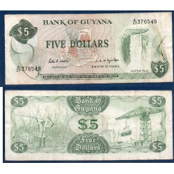 Guyana Pick N°22e, TTB Billet de banque de 5 Dollars 1989