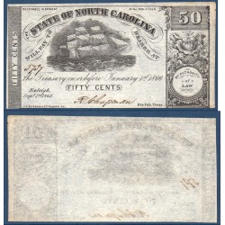 Etats Confédérés Caroline du Nord Raleigh, Billet de banque de 50 cents
