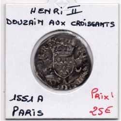 Douzain aux croissants Paris Henri II (1551 A) pièce de monnaie royale