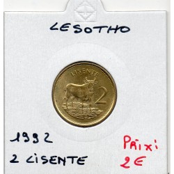 Lesotho 2 Lisente 1992 Neuf, KM 55 pièce de monnaie