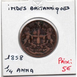 Inde Britannique 1/4 anna 1858, KM 463.2 feuilles doubles pièce de monnaie