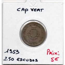 Cap Vert 2.50 Escudos 1953 TTB, KM 9 pièce de monnaie