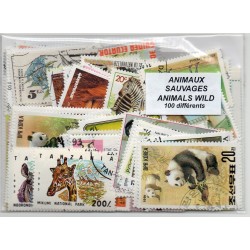 100 timbres Animaux Sauvages du Monde