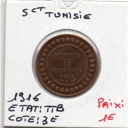 Tunisie, 5 Centimes 1916 TTB, Lec 80 pièce de monnaie