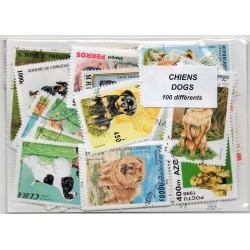 100 timbres Chiens du Monde