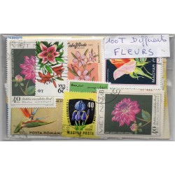 100 timbres Fleurs du Monde