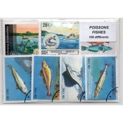 100 timbres Poissons du Monde