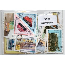 100 timbres Trains du Monde