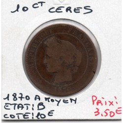 10 centimes Cérès 1870 A moyen Paris B, France pièce de monnaie