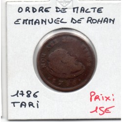Ordre de Malte 1 Tari 1786 B+, KM 331 Emmanuel de Rohan pièce de monnaie