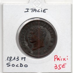 Italie Napoléon 1 soldo 1813 M Milan TTB+, KM C3 pièce de monnaie