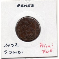 Italie Republique de Gênes, 5 Soldi 1792 TTB, KM - pièce de monnaie