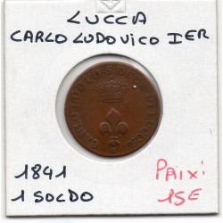 Italie Lucca 1 Soldo 1841 TTB-, KM 34 pièce de monnaie