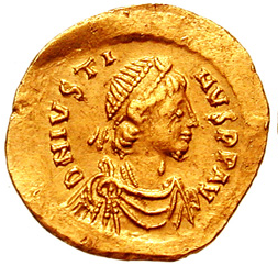 Pièces de Monnaie Byzantine de L'empereur Byzantin justin 1er
