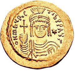Pièces de Monnaie Byzantine de L'empereur Maurice Tibère