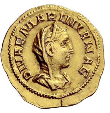 Les pièces de monnaies romaine de l'impératrice Mariniane