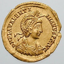 Pièces de monnaie romaine de L'empereur Valentinien II