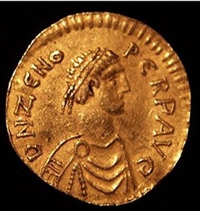 pièce de Monnaie romaine de l'empereur Zeno